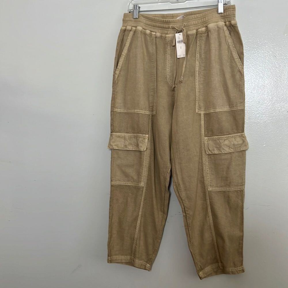 DAILY PRACTICE BY ANTHROPOLOGIE LINEN BLEND DRAWSTRING PANTS SIZE M